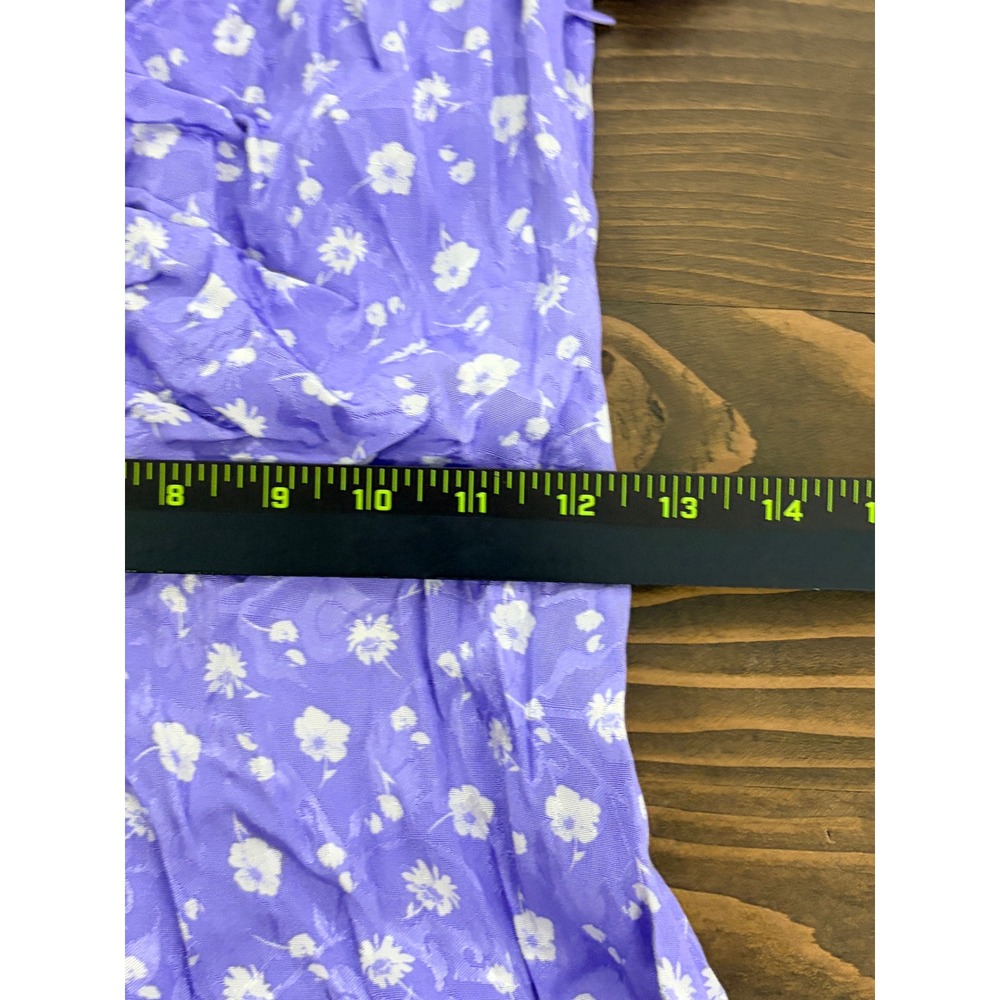 Free People Lavender Bond Street Floral Mini Dress Womens 2 Ruched Puff Sleeve - Picture 6 of 13